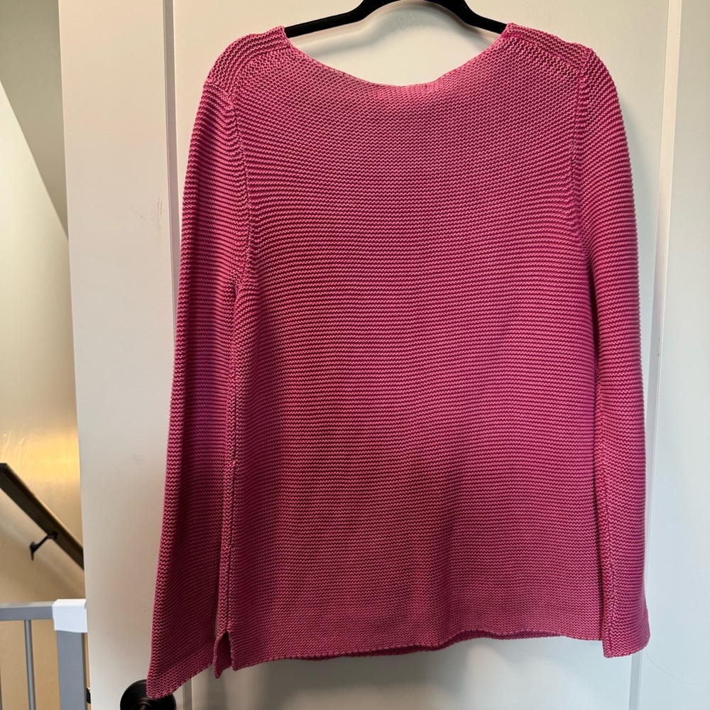 Tommy Bahama 100% Cotton V-Neck Knit Crochet Sweater Pink Pullover Oversized M - Picture 4 of 5